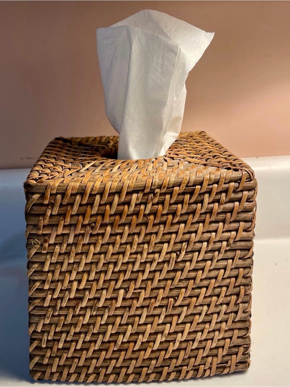 Woven Rattan Square Tissue Box Cover - Natural Brown. Crate and barrel.